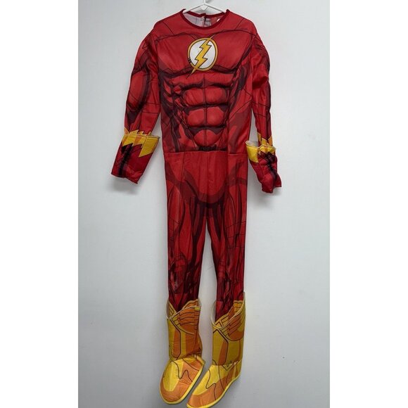 The Flash Halloween Costume Boys Size Medium 8 10 Muscle Chest Jumpsuit Rubies - Picture 2 of 14
